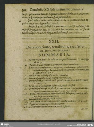 XXII. De revocatione, remissione, recusatione, & relatione juramenti