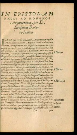 In Epistolam Pauli Ad Romanos Argumentum ...
