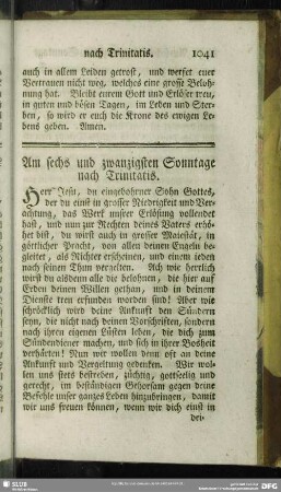 Am sechs und zwanzigsten Sonntage nach Trinitatis