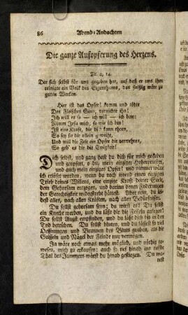 86-89, Die ganze Aufopferung des Herzens