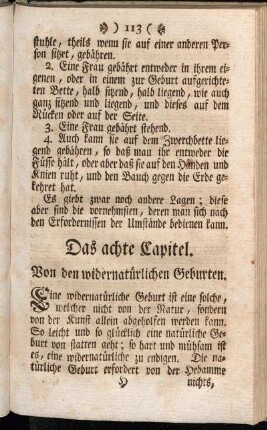 Das achte Capitel. Von den widernatürlichen Geburten.