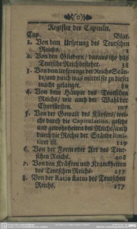 Register der Capiteln