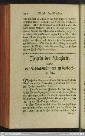 [Dreiunddreißigste Abteilung] Regeln der Klugheit, welche von Staatsmännern zu beobachten sind
