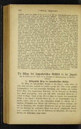 ¬Die¬ Pflege des sympathetischen Gefühls in der Jugend : (Schluß)