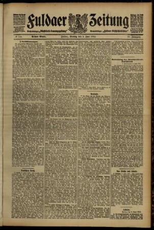 Erste Ausgabe vom Montag, den 03. Juni 1912.
