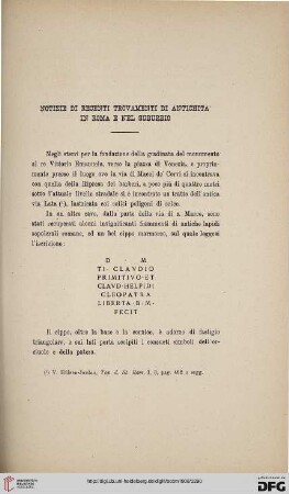 36: Notizie di recenti trovamenti di antichità in Roma e nel suburbio, [19]