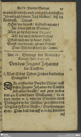 Am IV. Sontage des Advents
