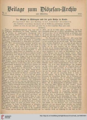Beilage zum Diözesan-Archiv von Schwaben