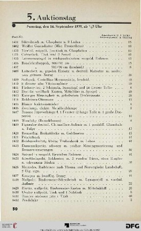 5. Auktionstag Samstag, den 14. September 1935, ½ 3 Uhr (Nr. 1401-1750)