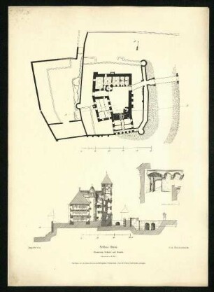 Schloss Brenz. Grundriss, Schnitt und Details.