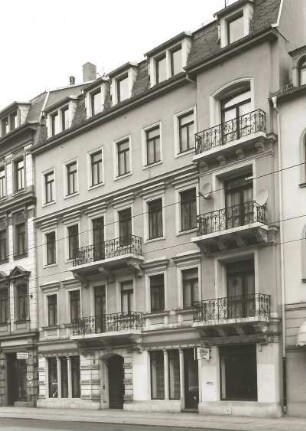 Dresden-Neustadt, Bautzner Straße 67. Wohnhaus mit Laden (um 1890). Straßenansicht