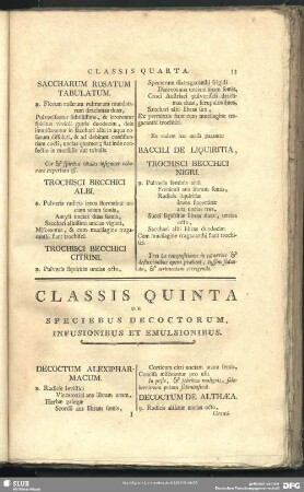 Classis Quinta De Speciebus Decoctorum, Infusionibus Et Emulsionibus