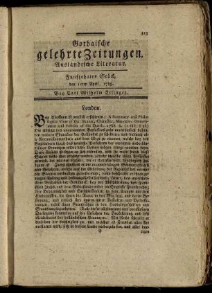 Funfzehntes Stück, den 11ten April, 1789.