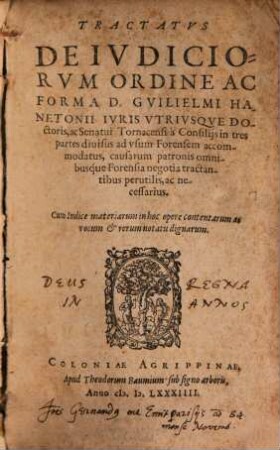 De iudiciorum ordine ac forma tractatus