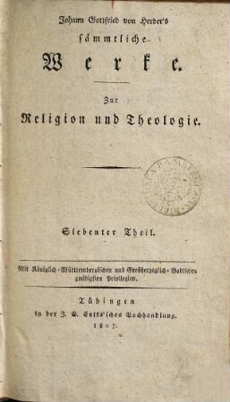 Johann Gottfried von Herder's sämmtliche Werke, [1],7. Zur Religion und Theologie ; 7, Salomo's Lieder der Liebe. Johannes Offenbarung