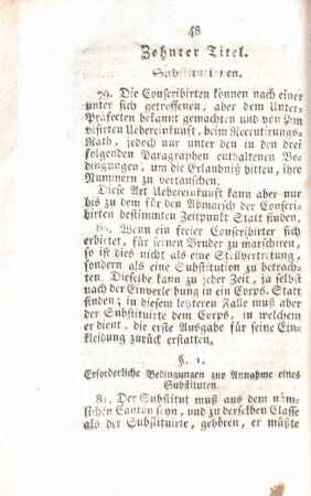 Zehnter Titel. Substitutionen.