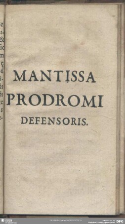 Mantissa Prodromi Defensoris
