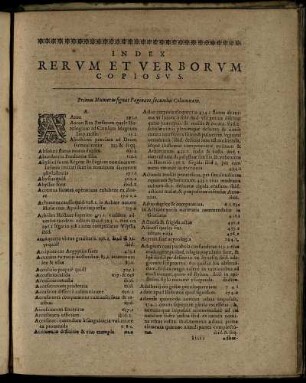 Index Rerum Et Verborum Copiosus.