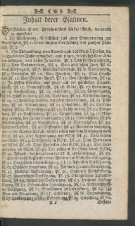 Inhalt derer Psalmen