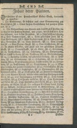 Inhalt derer Psalmen