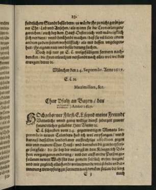 23-30, Chur Pfaltz an Bayrn den 26. Septembr, 6. Octobris Anno 1619