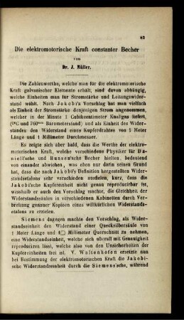 Die elektromotorische Kraft constanter Becher