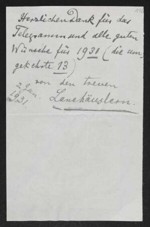 Brief von Hermann Georg Fiedler, Ethel Mary Fiedler und Herma Fiedler an Gerhart Hauptmann