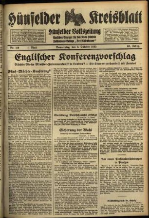 Erste Ausgabe vom Donnerstag, den 06. Oktober 1932.