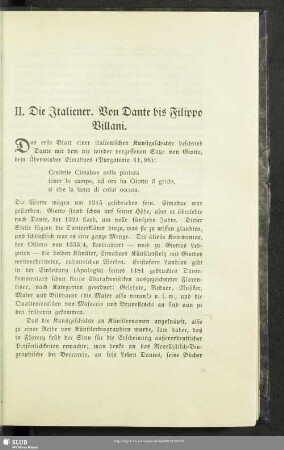 II. Die Italiener. Von Dante bis Filippo Villani