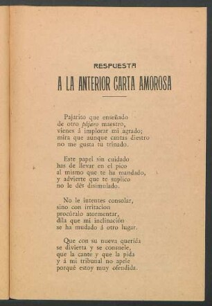 Respuesta a la anterior carta amorosa