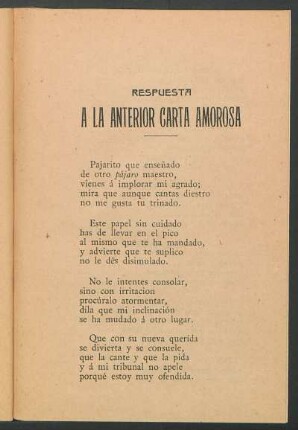 Respuesta a la anterior carta amorosa