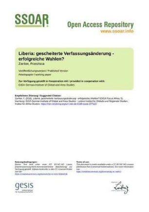 Liberia: gescheiterte Verfassungsänderung - erfolgreiche Wahlen?