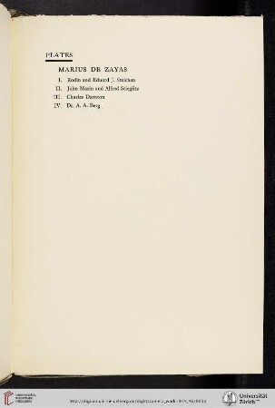 Marius De Zayas [list of plates]