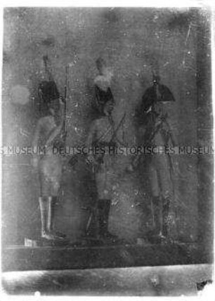 Modellfiguren (3) des preußischen Kürassier-Regiments Nr. 1, 1806, Vorderansicht