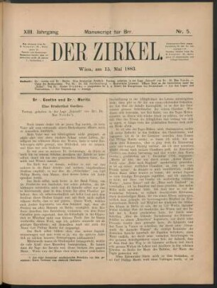 Nr. 5. Wien, am 15. Mai 1883.