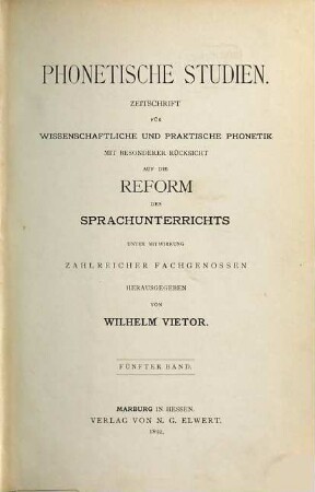 Phonetische Studien, 5. 1892