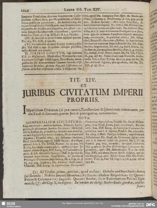 Tit. XIV. De Juribus Civitatum Imperii Propriis
