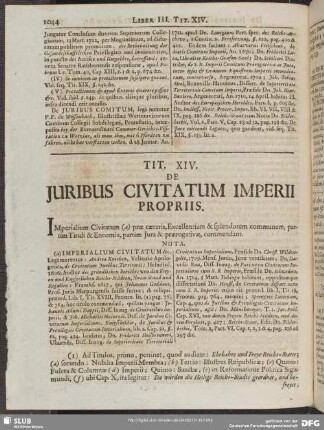 Tit. XIV. De Juribus Civitatum Imperii Propriis