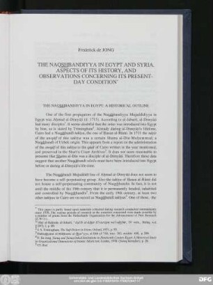 Frederick de Jong The Naqs͟hbandiyya In Egypt And Syria. Aspects Of Its History, And Observations Concerning Its Present-Day Condition