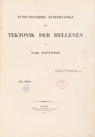 »Tektonik der Hellenen« (Tafelband, 2. Auflage Berlin 1874): Titelblatt