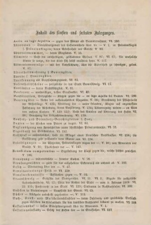 Inhalt des fünften und sechsten Jahrganges