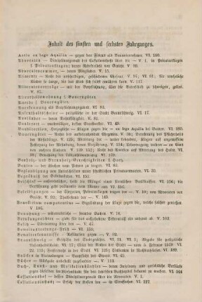 Inhalt des fünften und sechsten Jahrganges