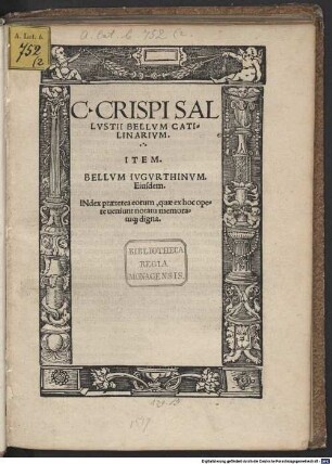 Bellum Catilinarium Item Bellum Iugurthinum