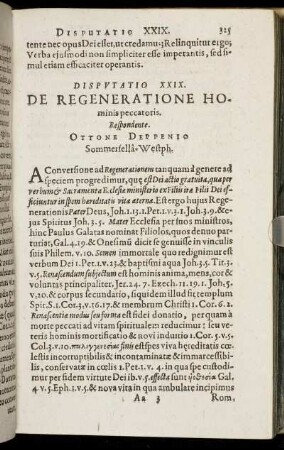Disputatio XXIX. De Regeneratione Hominis peccatoris
