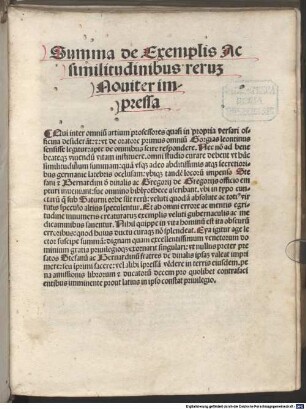 Liber de exemplis et similitudinibus rerum : mit Privileg