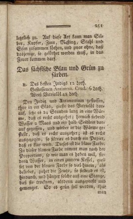 Das sächsische Blau und Grün zu färben