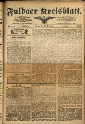 Erste Ausgabe vom Montag, den 31. Dezember 1906.