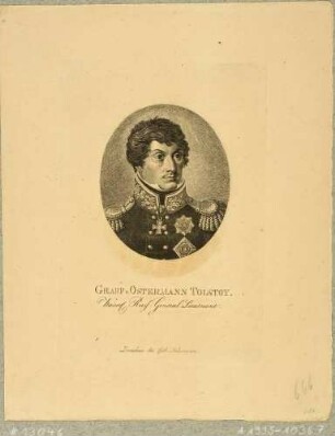 Bildnis des russischen Offiziers Alexander Iwanowitsch Graf Ostermann-Tolstoi, Brustbild nach rechts