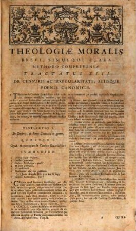 Theologia Moralis : Brevi, Claraque Methodo Comprehensa, Atque Juxta Sacros Canones, Et Novissima Decreta Summorum Pontificum diversas Propositiones damnantium, ac probatissimos Auctores, succinctè resolvens omnes Materias Morales ; Cum Appendice, continente modum legendi & scribendi citationes utriusque Juris, Tomus Secundus