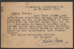 Brief an Ludwig Strecker (senior) an B. Schott's Söhne : 23.08.1918